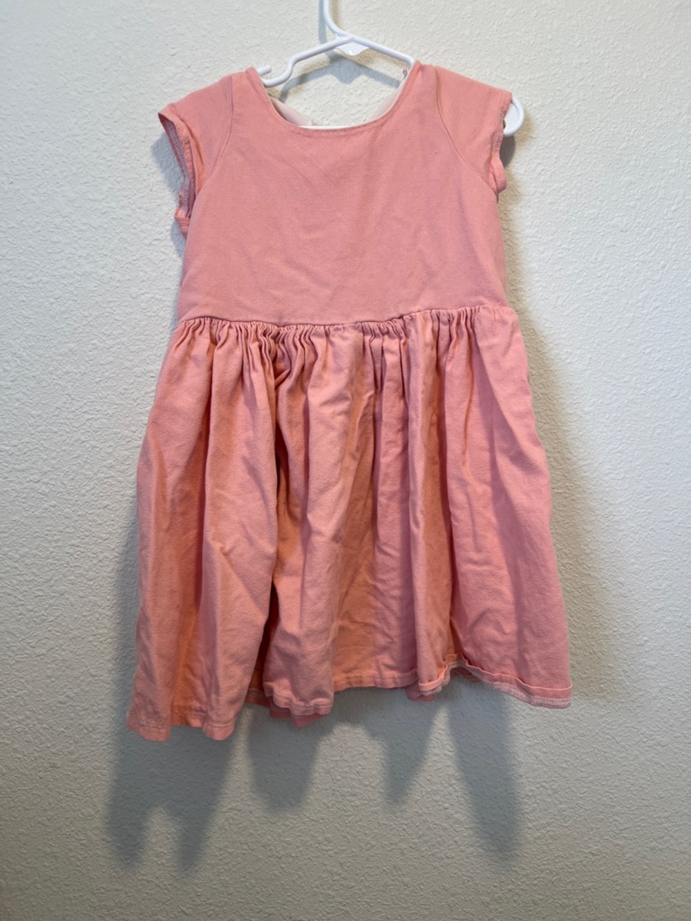 Girls' Pink Cotton Cap-Sleeve Dress
